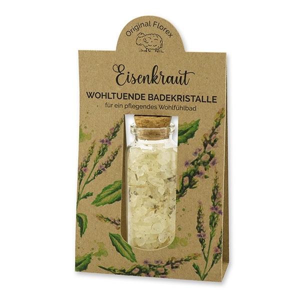 Badesalz 40g im Glas mit Kork "Wohlfühlzeit", Eisenkraut