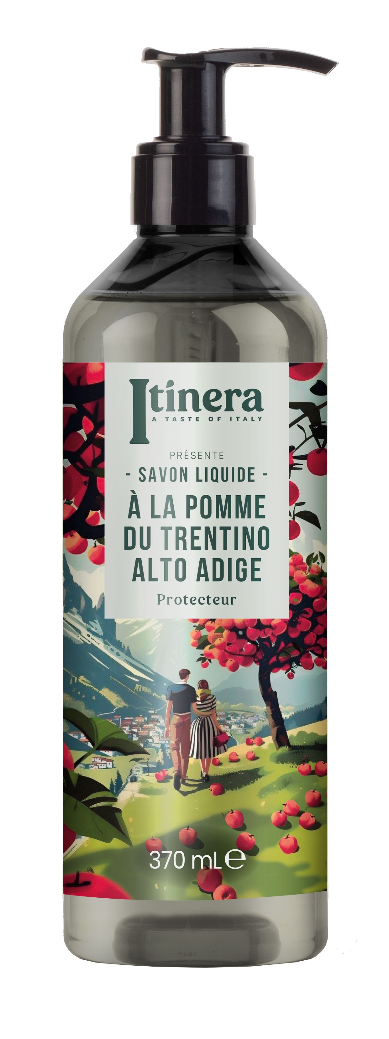 Südtirol Flüssigseife 370ml - Itinera mit Äpfel aus dem Trentino/Südtirol 95% natürliche Inhaltsstof