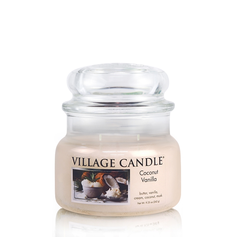 Coconut Vanilla 11 oz Glas (2-Docht) 55 h Brenndauer Village Candle