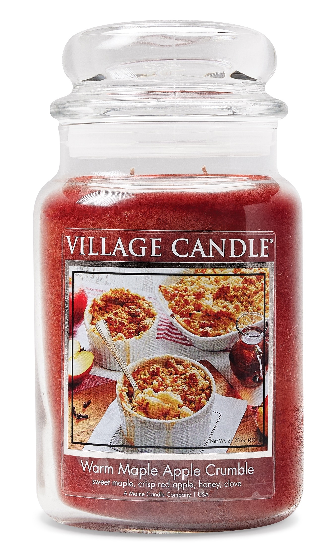 Warm Maple Apple Crumble 26 oz Glas (2-Docht) 170h Brenndauer Village Candle