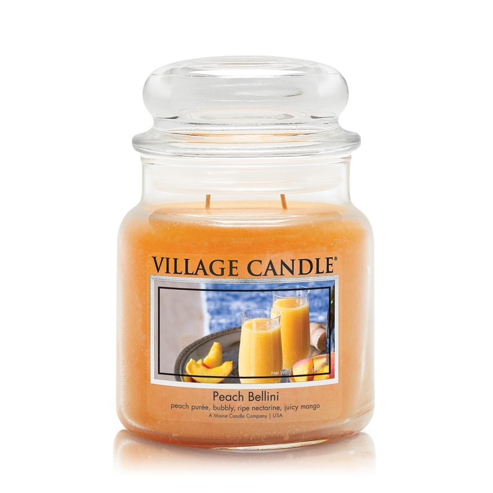 Peach Bellini 16 oz Glas (2-Docht) 105 h Brenndauer Village Candle