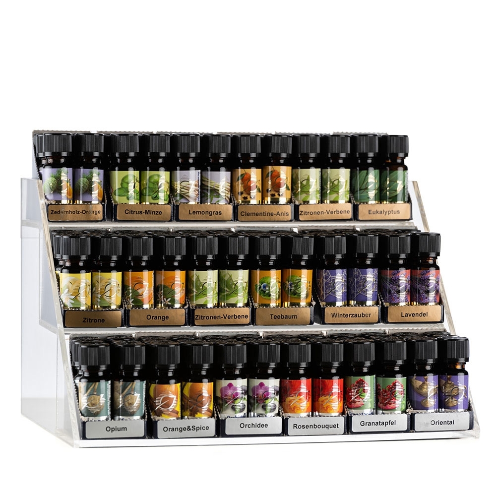 Display Acryl-Glas gefüllt 10ml 100% äther. Öle 108 Stk