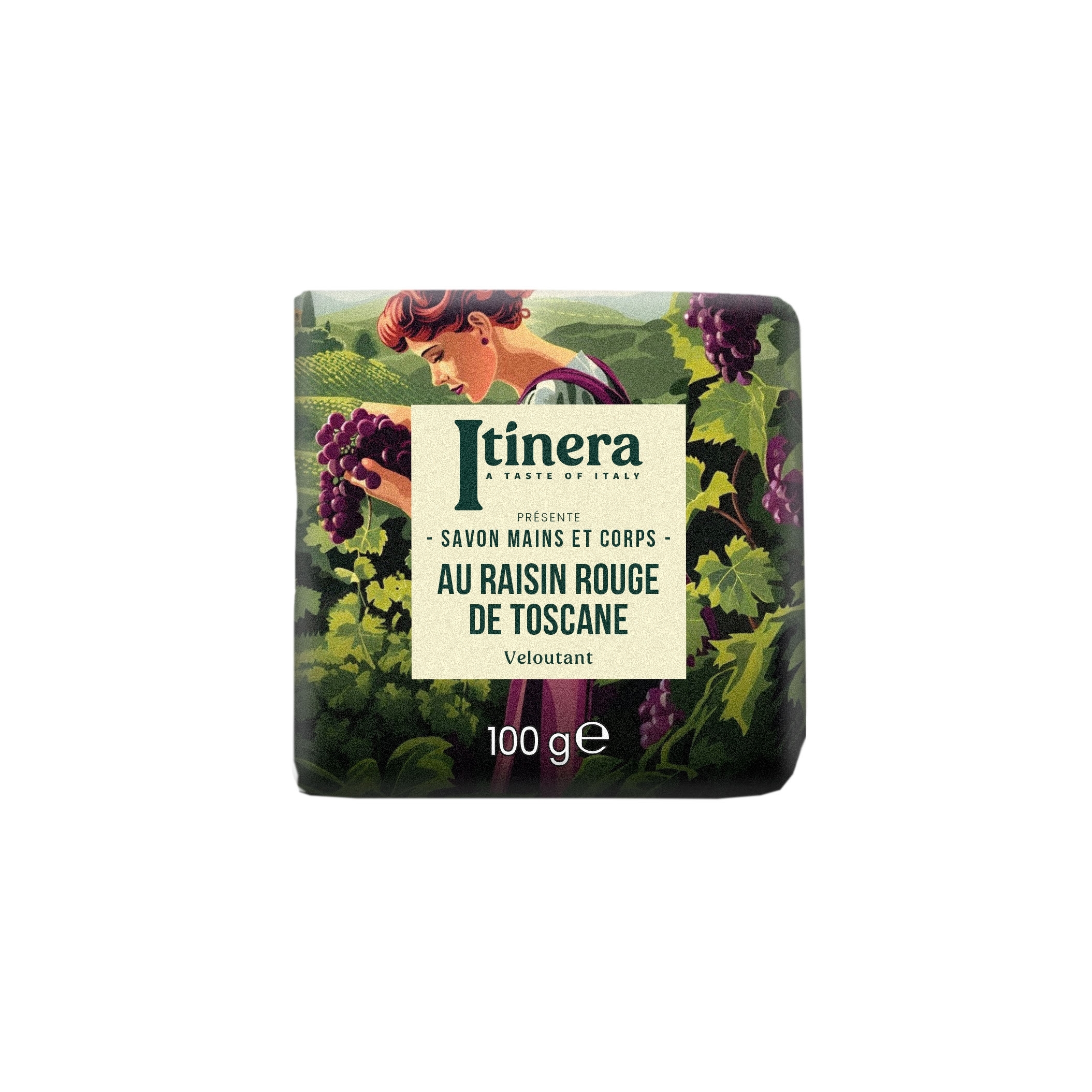 Toskana Trauben feste Seife für Hände und Körper 100g - Itinera 97% natürliche Inhaltsstoffe