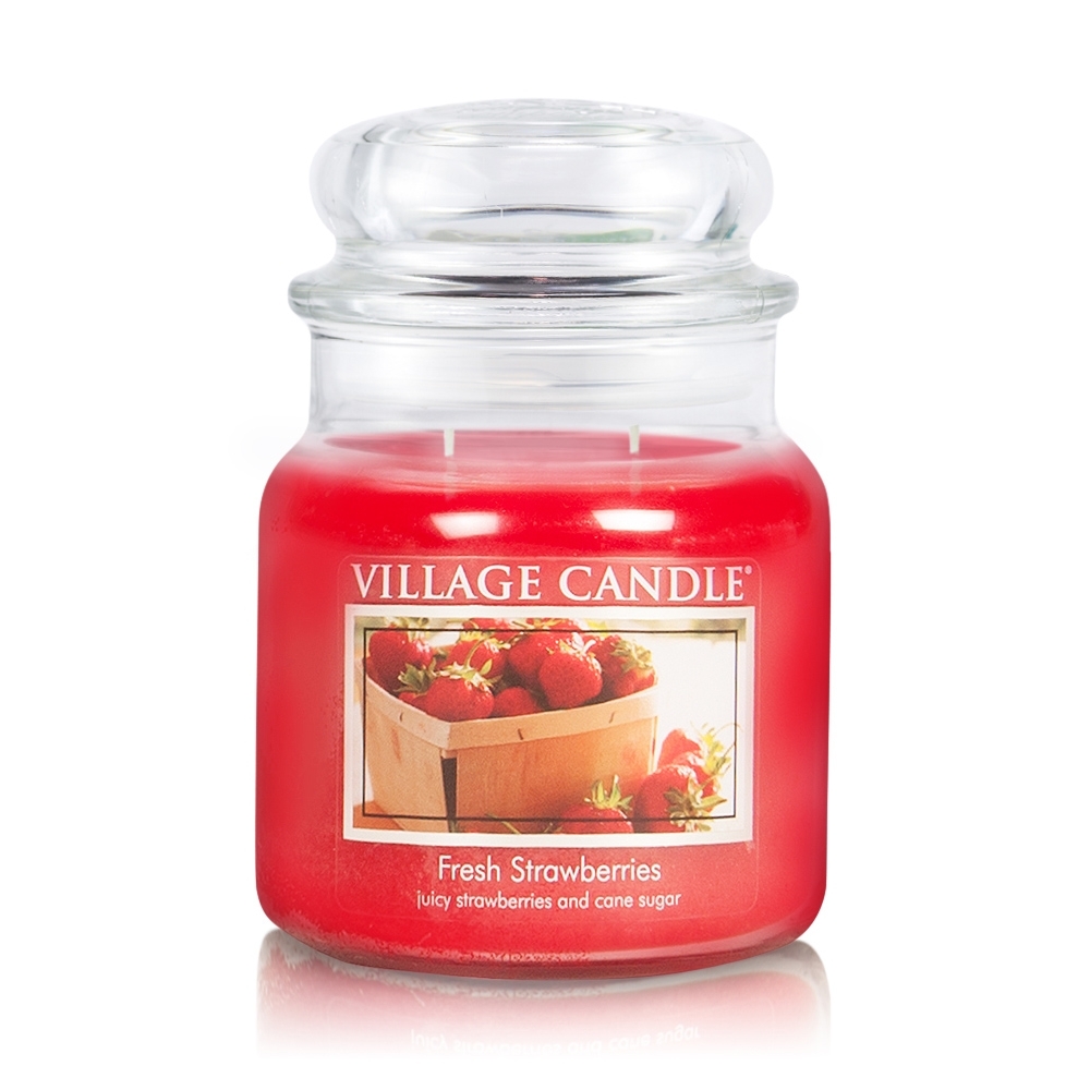 Fresh Strawberries 16 oz Glas (2-Docht) Village Ca