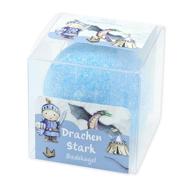 Badekugel mit Schafmilch 125g in Cellobox "Drachen Stark", Wolkenbrise