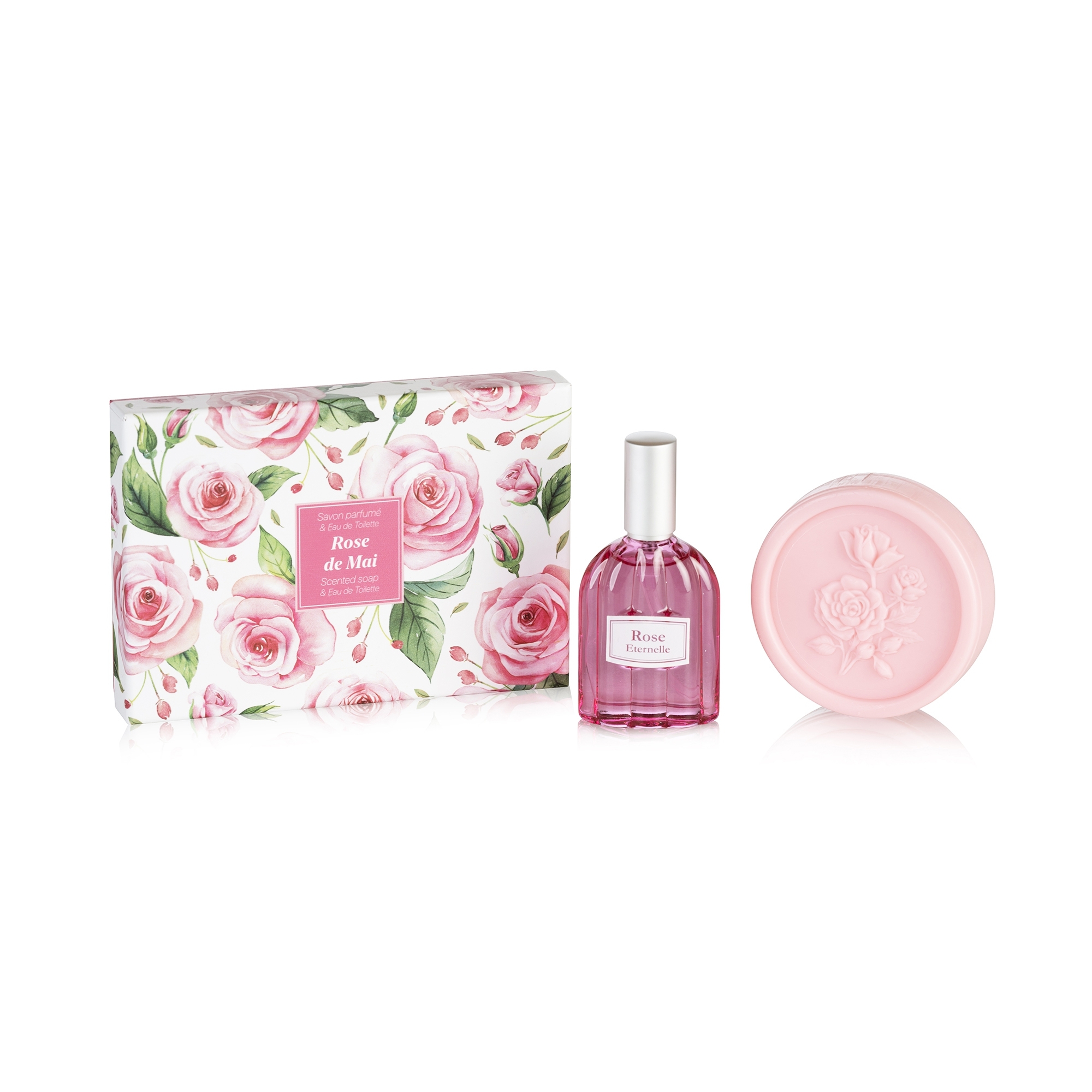 Geschenkset Rose de Mai Parfümierte Seife & Eau de Toilette Esprit Provence edle Kartonbox