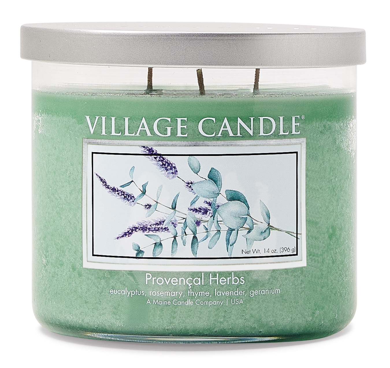 Provençal Herb Schale Silber Deckel 14oz Village Candle