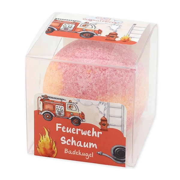 Badekugel mit Schafmilch 125g in Cellobox "Feuerwehr Schaum", Beerentraum