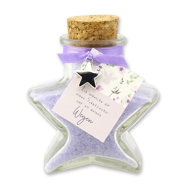 Badesalz Lavendel 160g im Sternglas "Ich wünsche dir einen Schutzengel..."