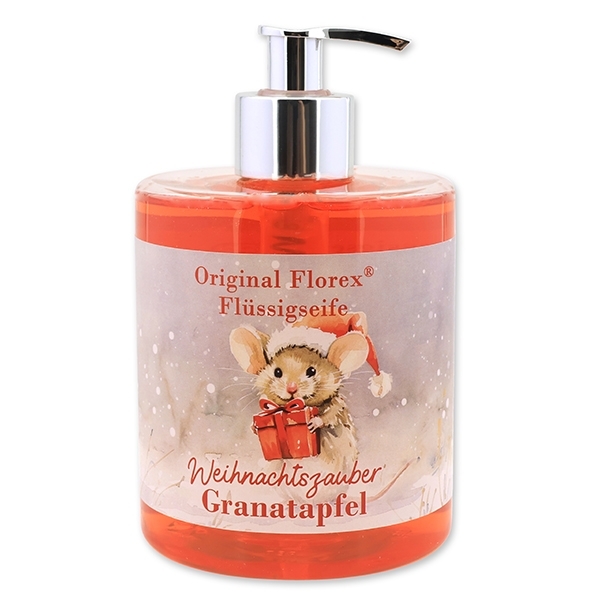 Weihnachtsmaus Flüssigseife Schafmilch 500ml im Spender Winterzauber Granatapfel