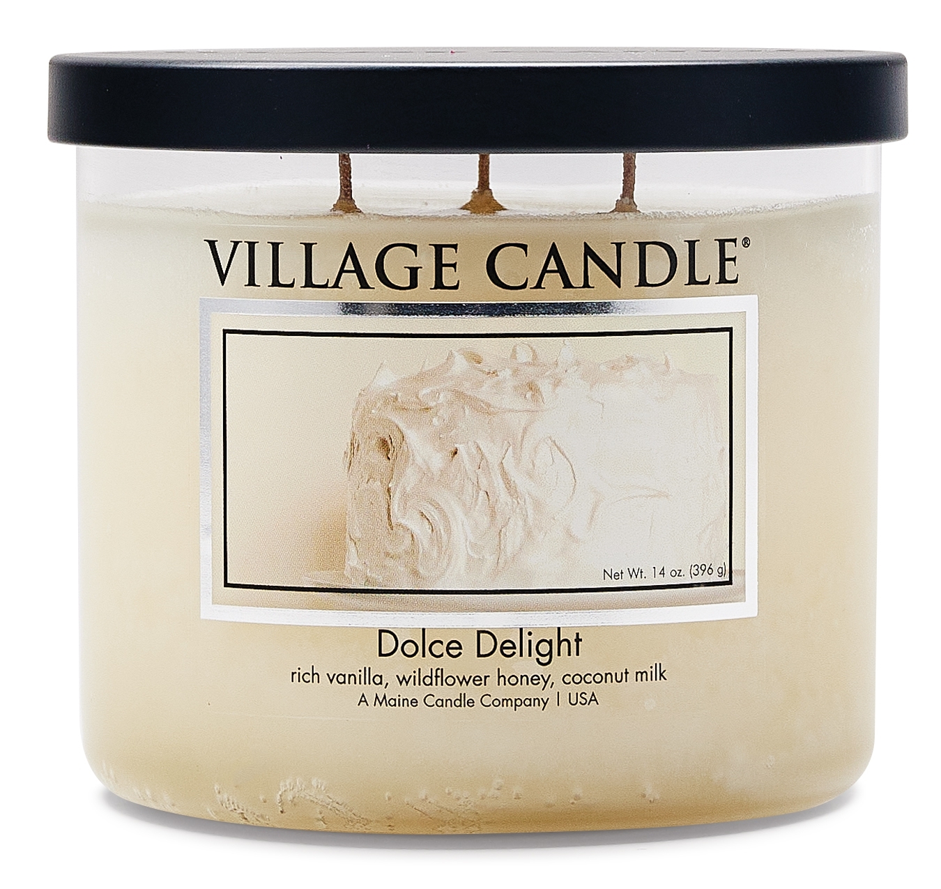 Dolce Delight Schale Schwarzer Deckel 14oz Village Candle
