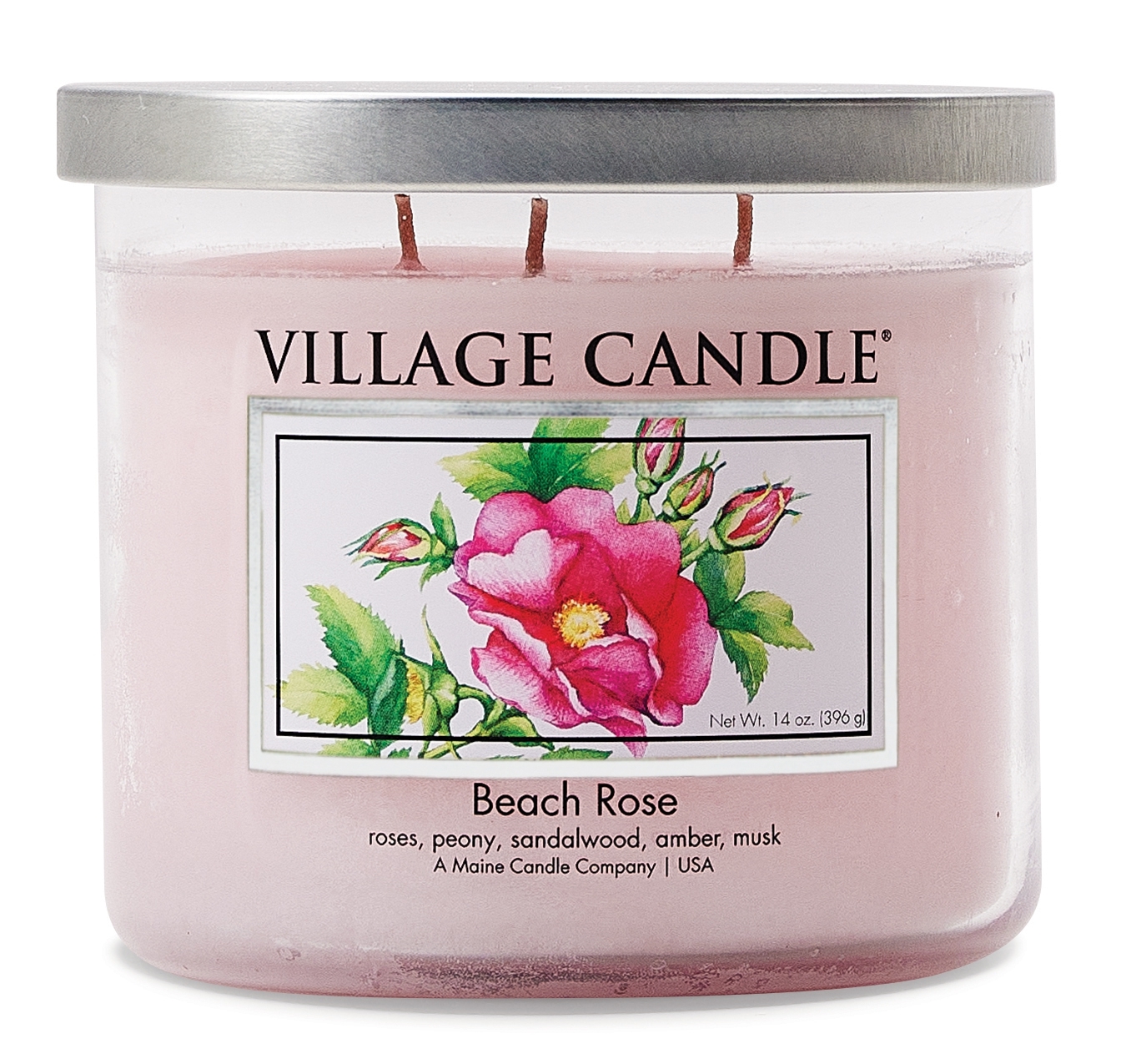 Beach Rose Schale Silber Deckel 14oz Village Candle