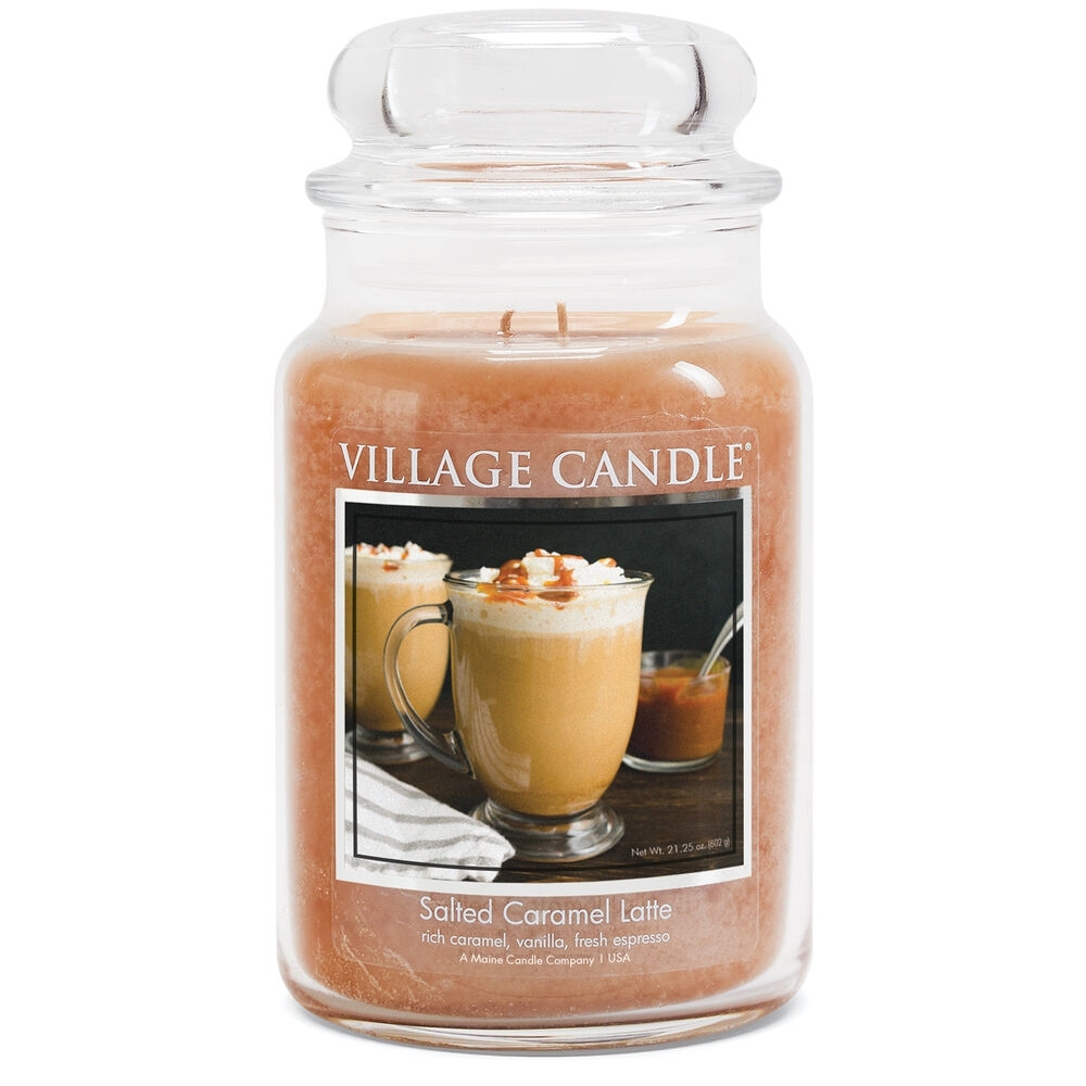 Salted Caramel Latte 26 oz Glas (2-Docht) 170h Brenndauer Village Candle
