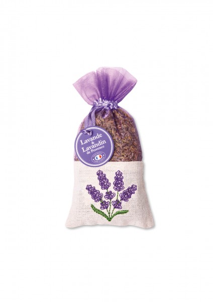 Lavendelsäckchen bestickt klein mit Lavendel- und Lavandinblüten Esprit Provence