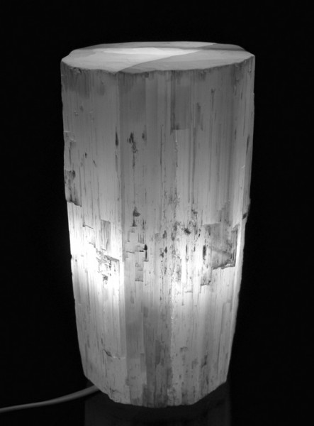 Selenit Lampe, ca. 36 cm weiss